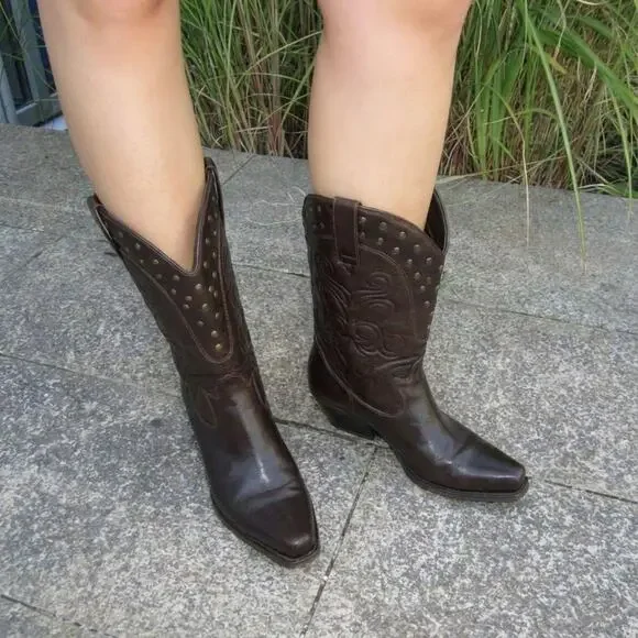 Genuine Leather Biker Racer Boots El Dantes Style Grunge Cyber Y2K - Picture 2 of 5